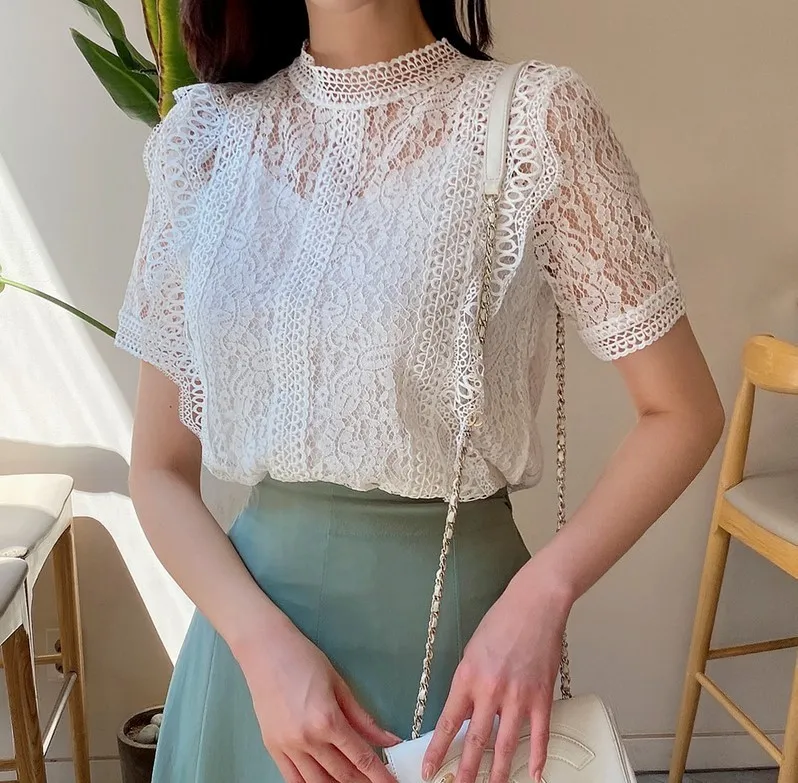 I AM MARI  |Short Sleeves Party Style Lace Office Style Elegant Style