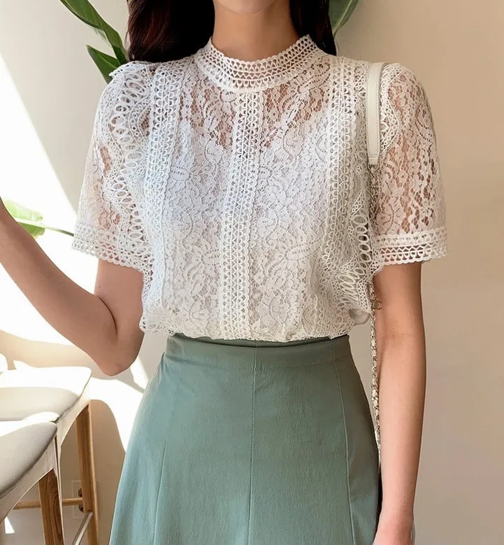 I AM MARI  |Short Sleeves Party Style Lace Office Style Elegant Style