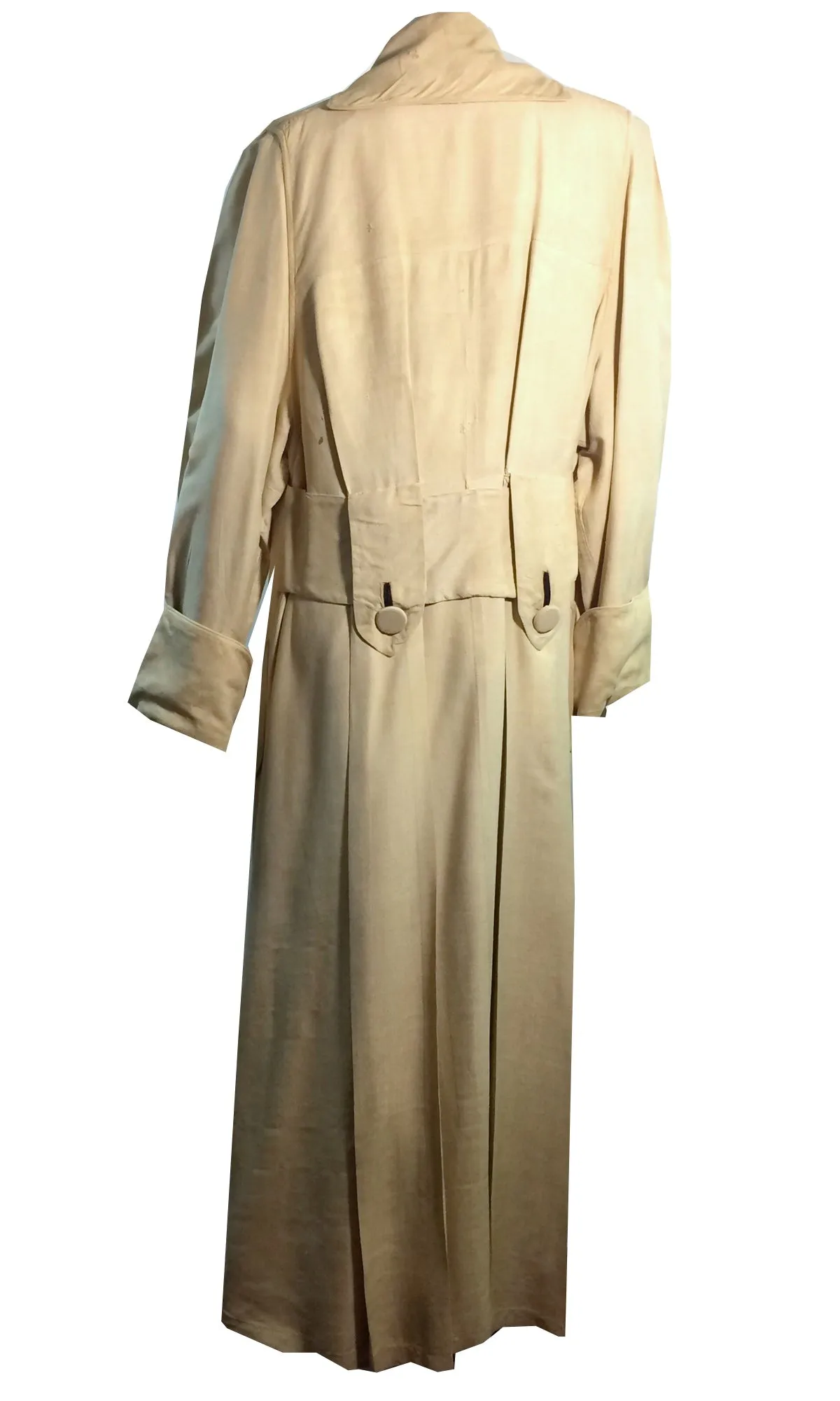 Ivory Linen Button Trimmed Car Coat circa Early 1900s