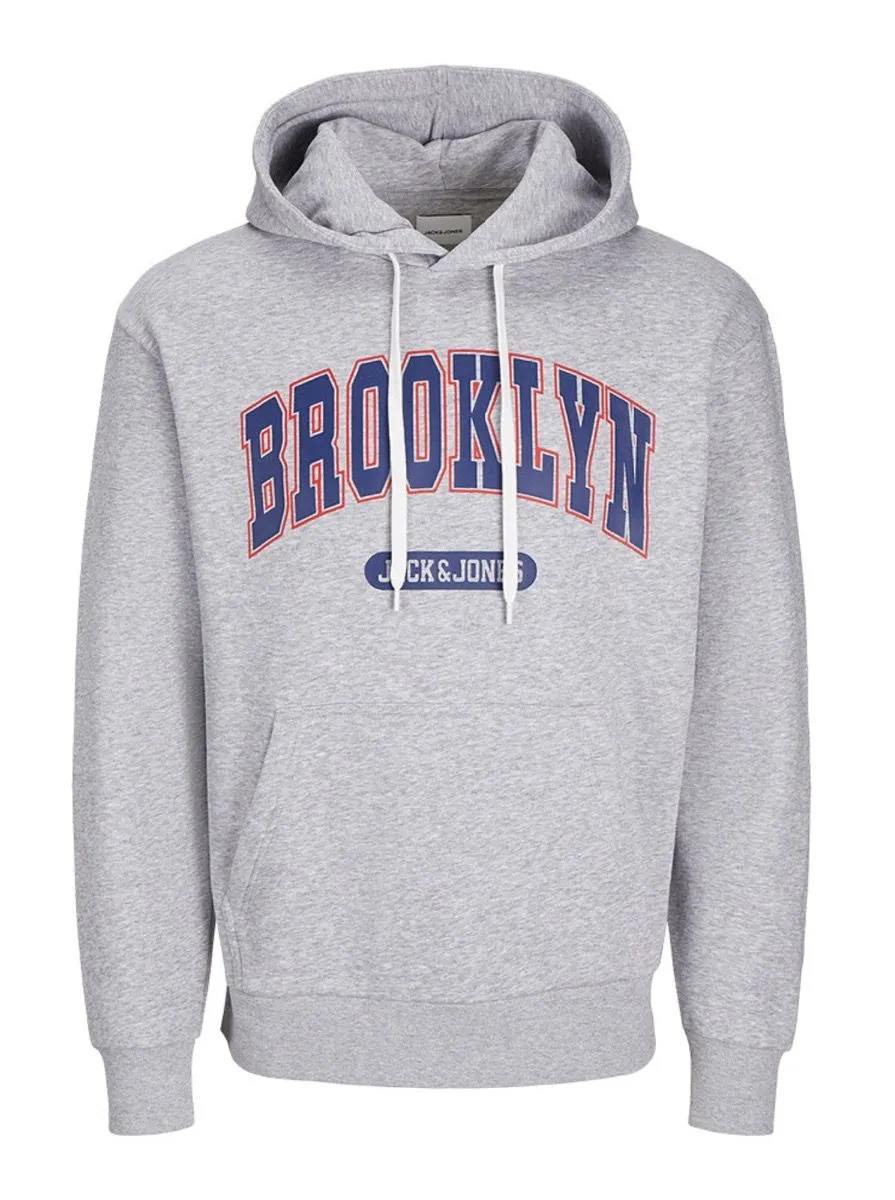 Jack & Jones Bradley Varsity Logo Hooded Sweatshirts Light Grey