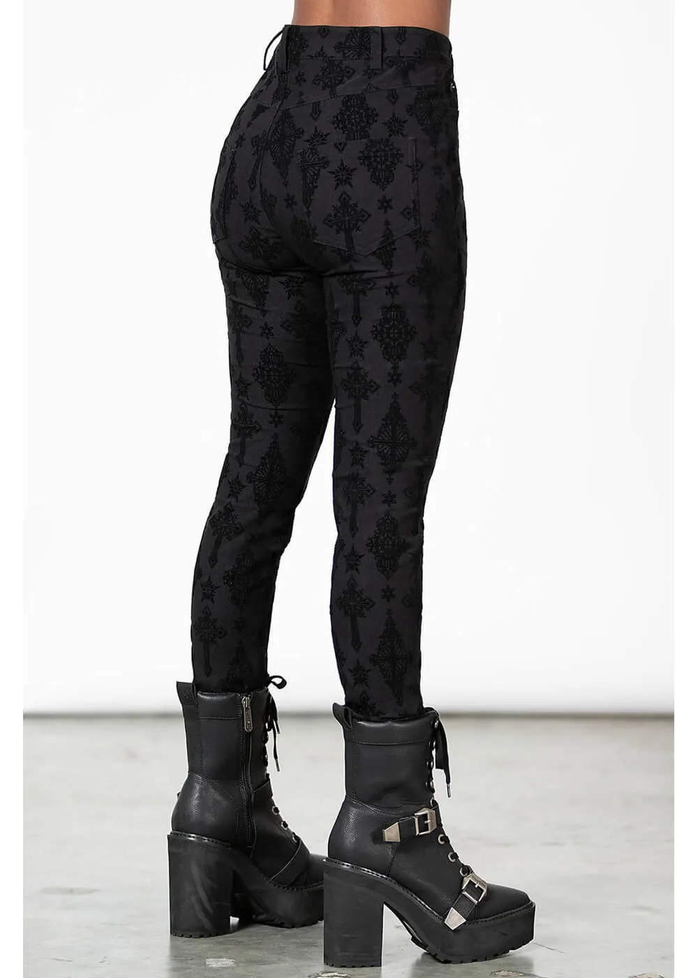 Killstar Nora Flocked Pants Black