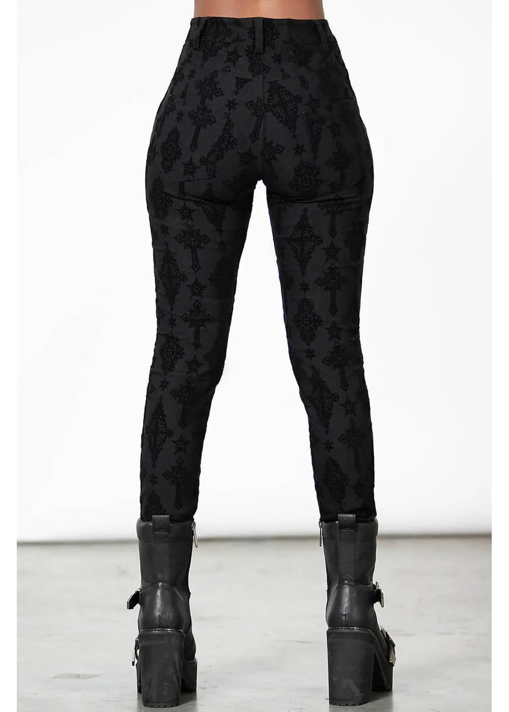 Killstar Nora Flocked Pants Black