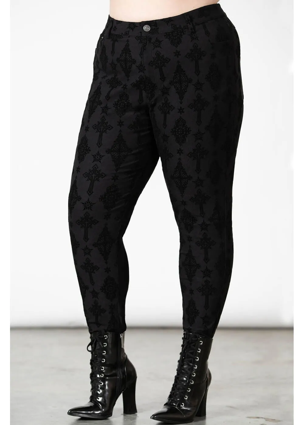 Killstar Nora Flocked Pants Black