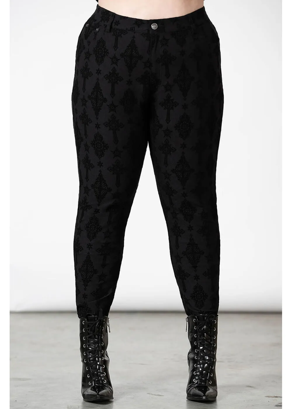 Killstar Nora Flocked Pants Black