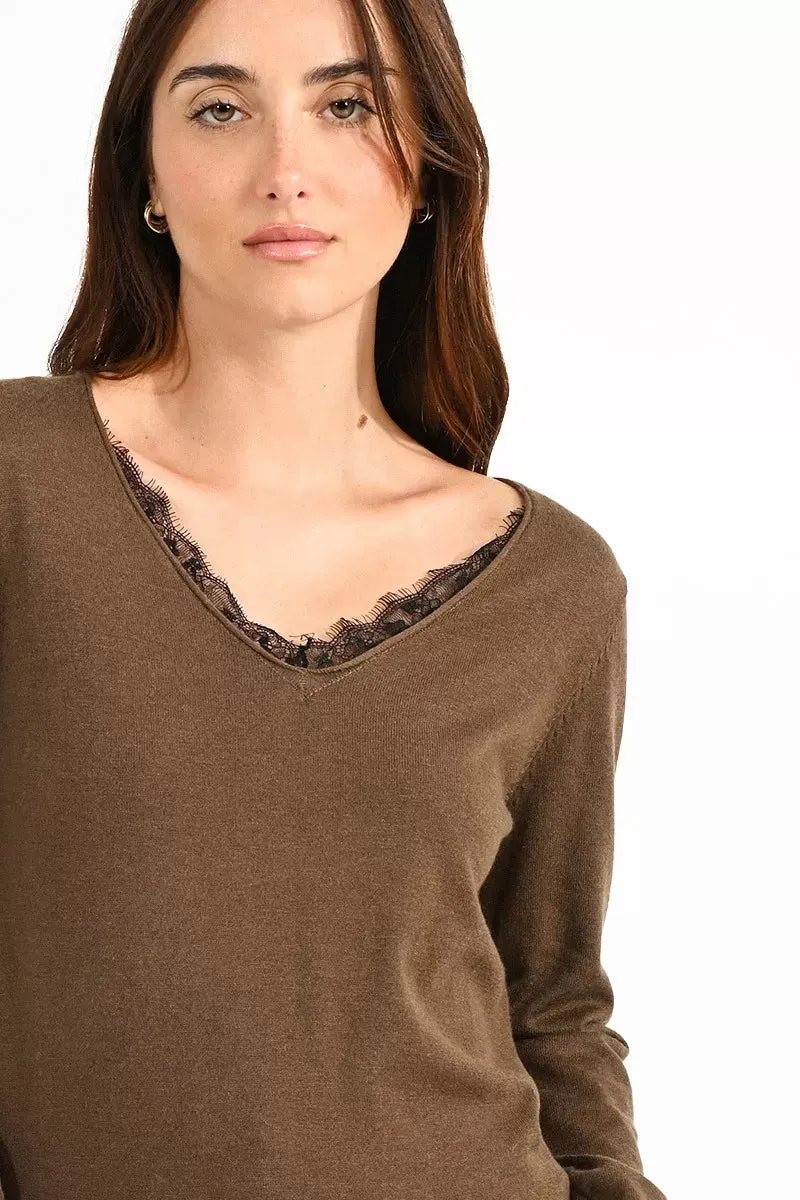 Lace V-Neck Sweater