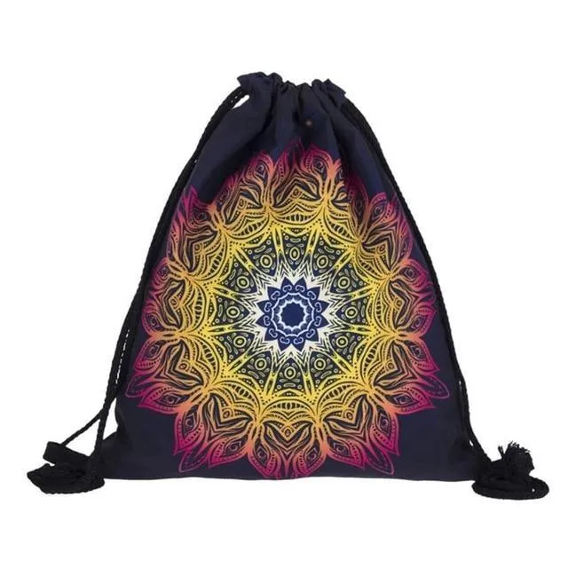 LARGE MANDALA DRAWSTRING BAG