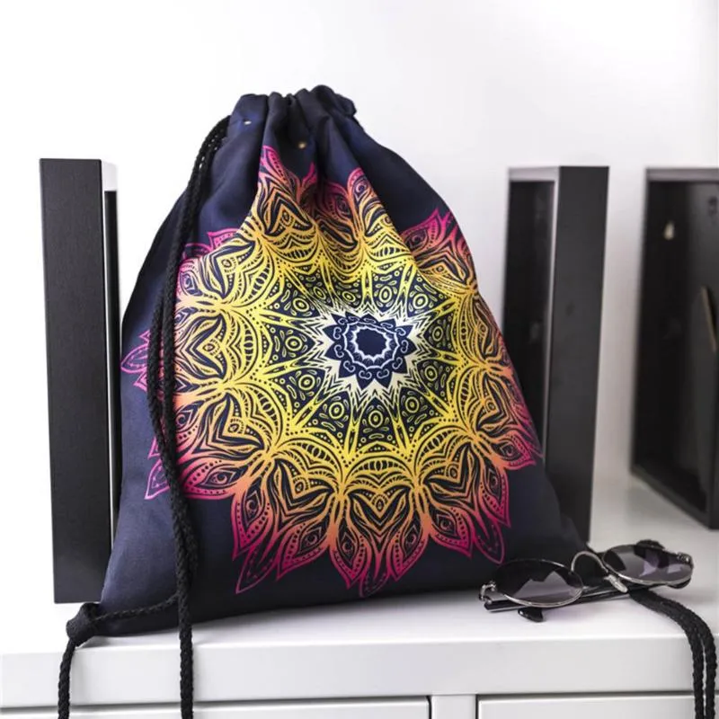 LARGE MANDALA DRAWSTRING BAG