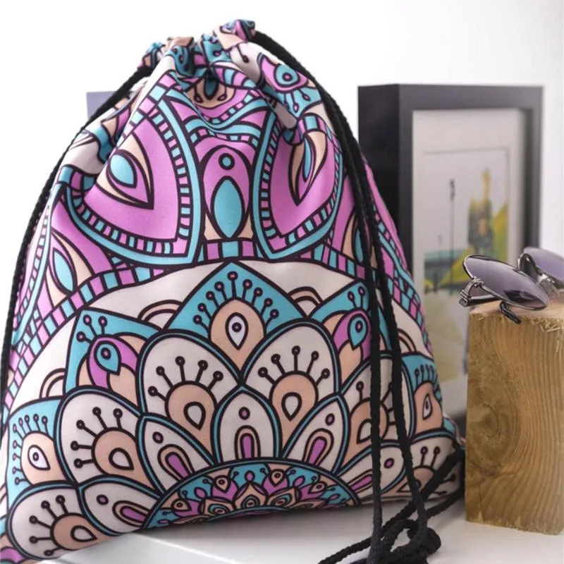 LARGE MANDALA DRAWSTRING BAG