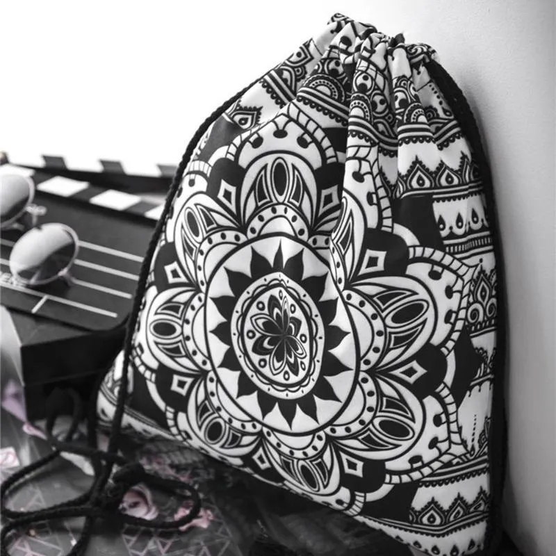 LARGE MANDALA DRAWSTRING BAG