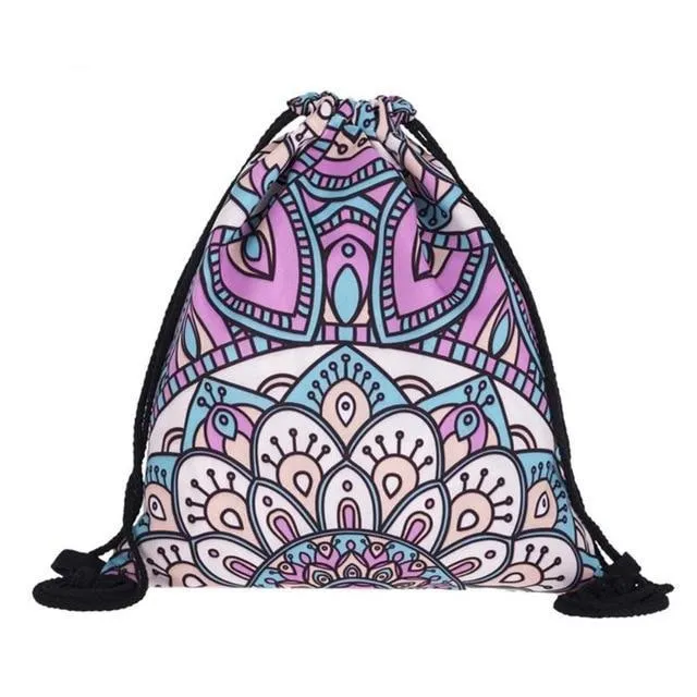 LARGE MANDALA DRAWSTRING BAG