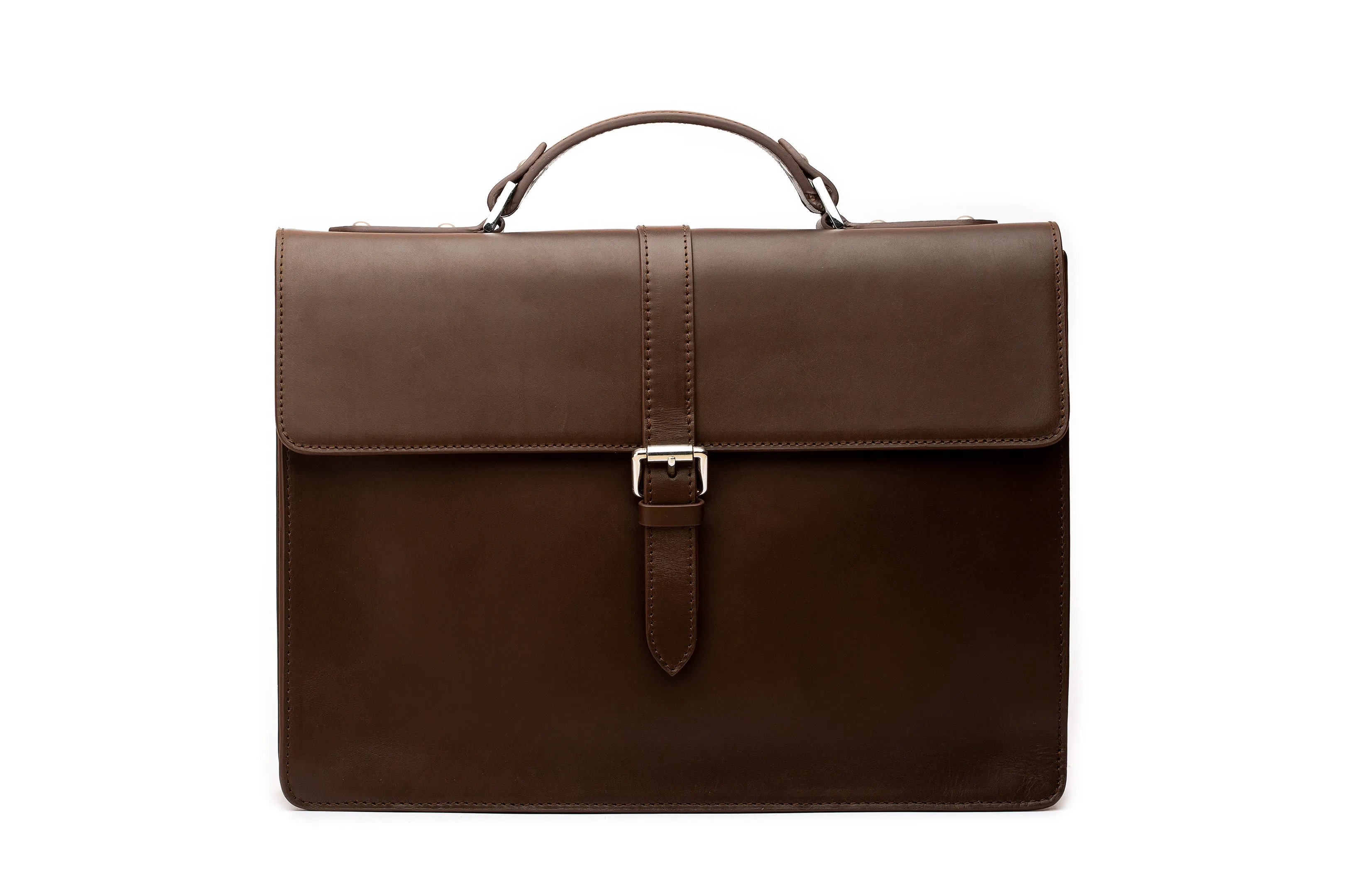 Leather Laptop Briefcase - Dark Brown