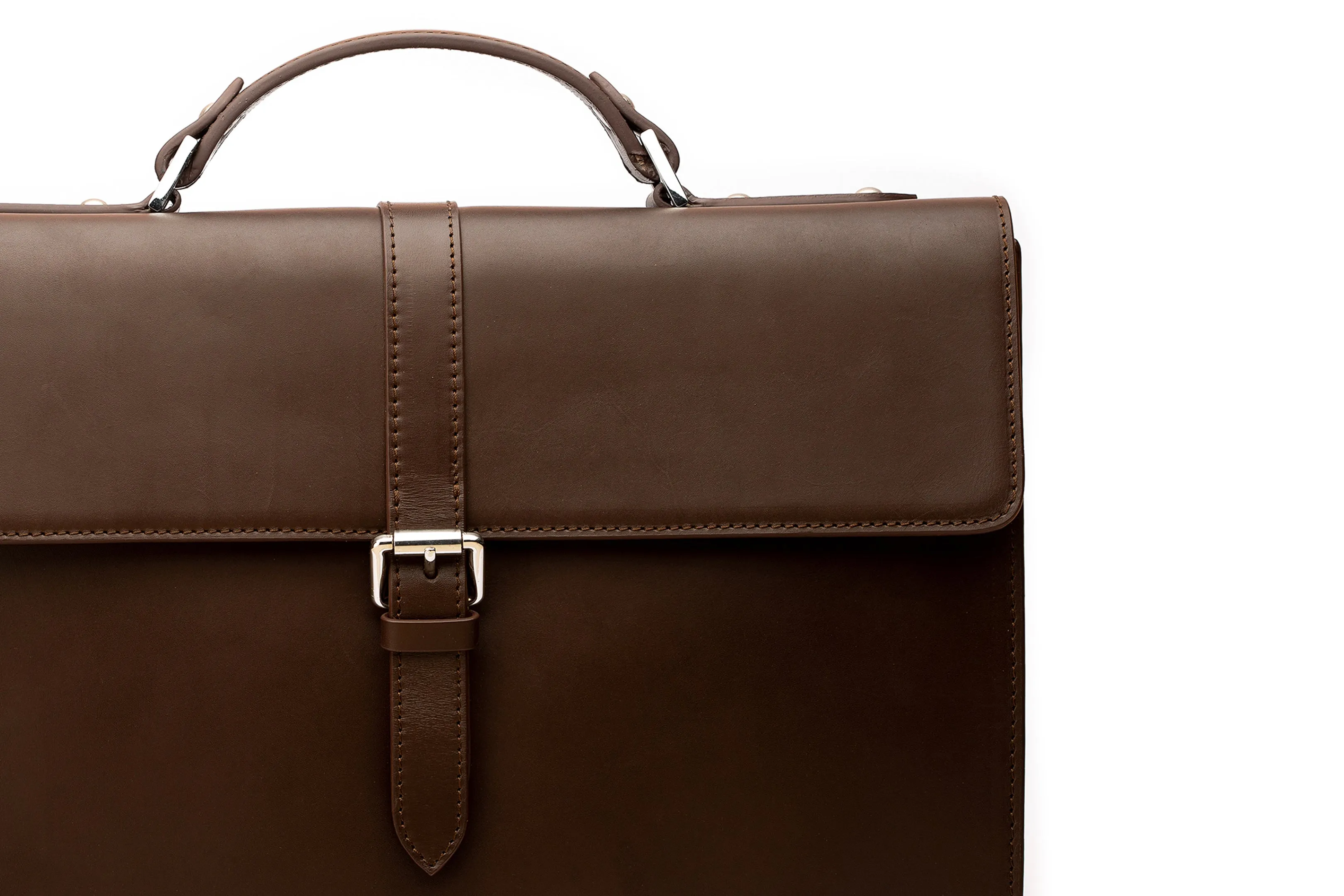 Leather Laptop Briefcase - Dark Brown