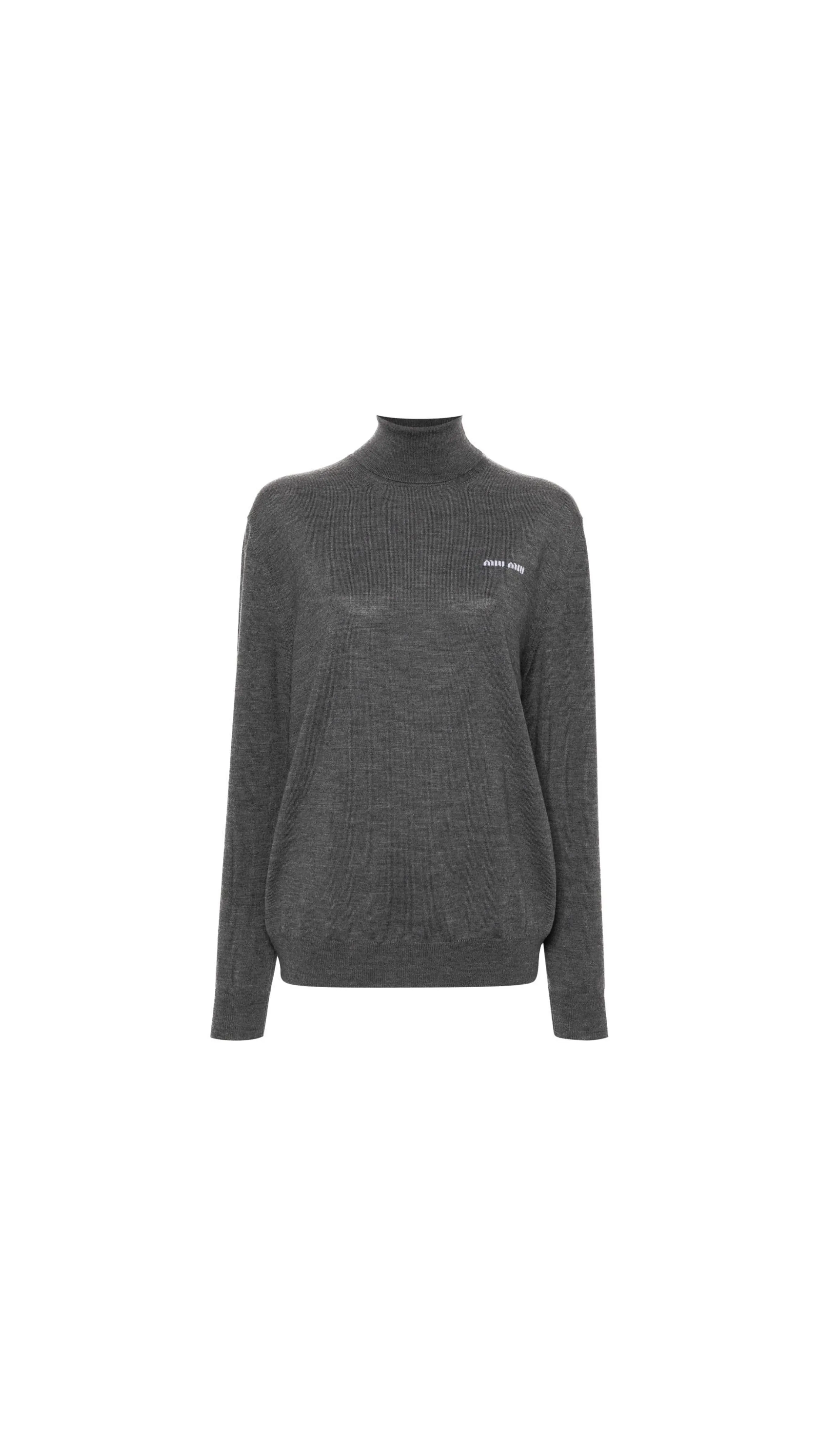 Logo-Jacquard Mélange Jumper - Grey