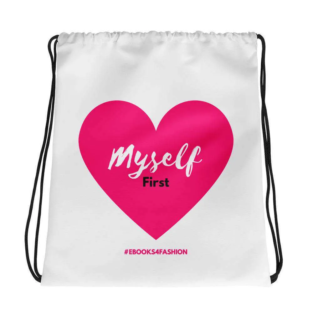 Love Myself First - Pink Heart - Drawstring bag