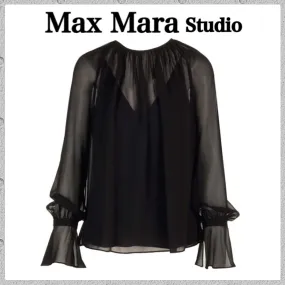 Max Mara Studio  |Casual Style Silk Long Sleeves Plain Party Style