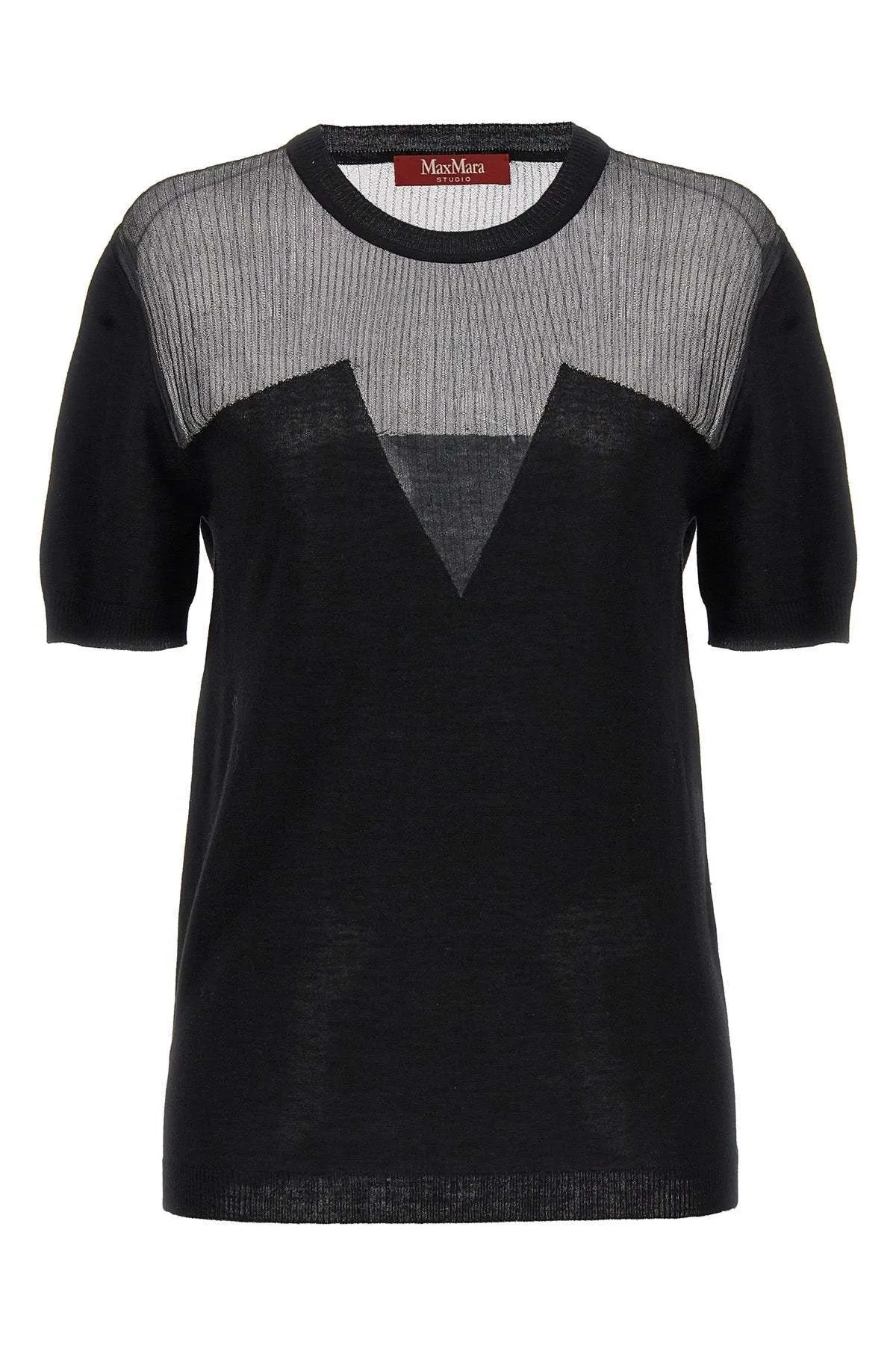 Max Mara Studio  |Crew Neck Casual Style Wool Silk Plain Short Sleeves