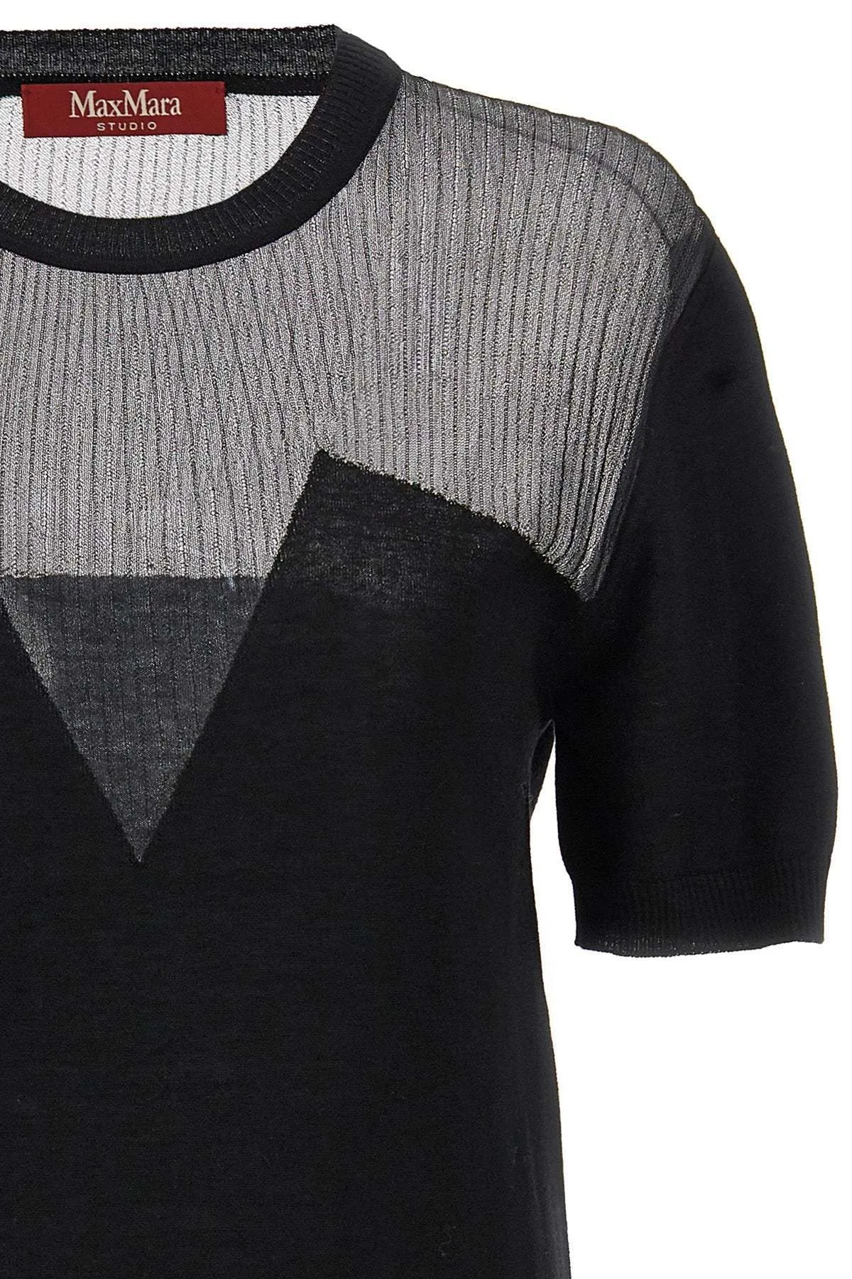 Max Mara Studio  |Crew Neck Casual Style Wool Silk Plain Short Sleeves