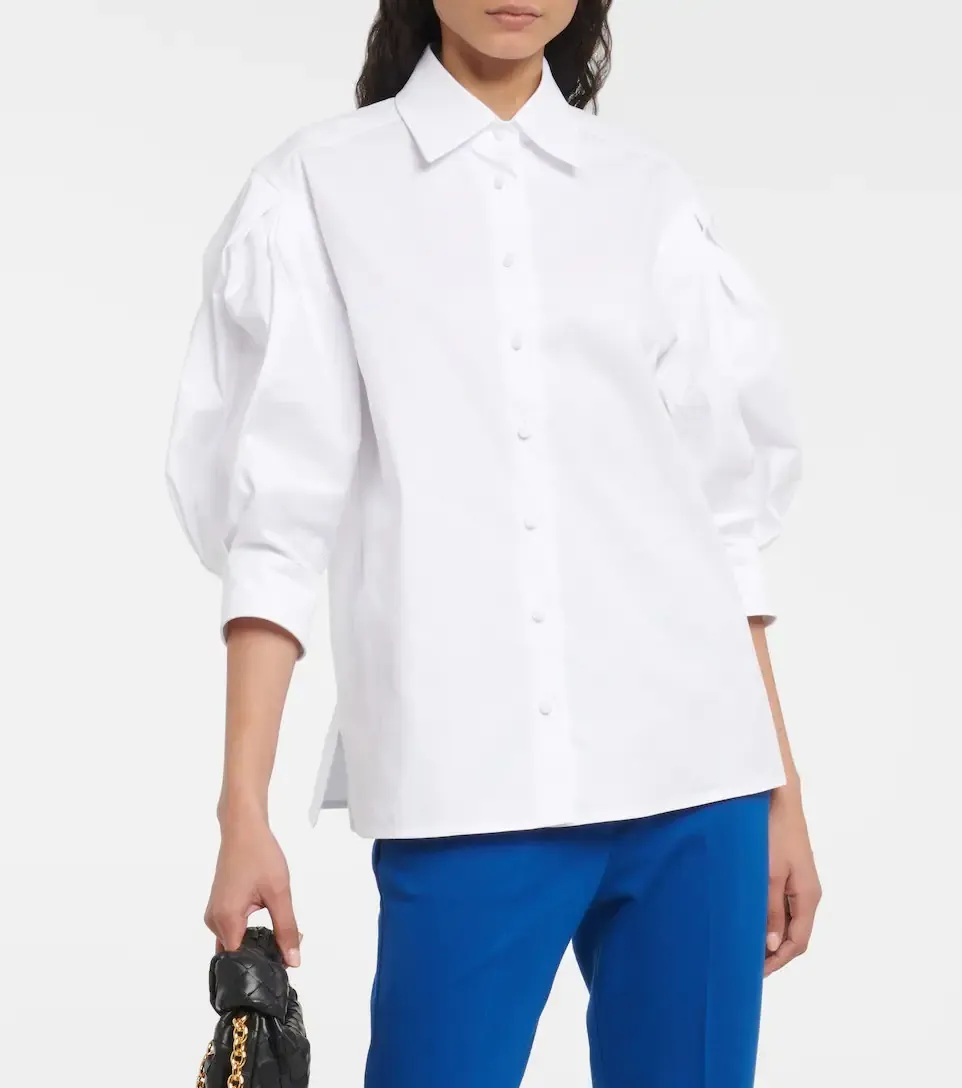 MaxMara  |Casual Style Long Sleeves Plain Cotton Medium Office Style