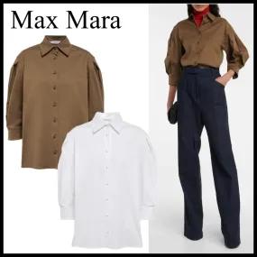 MaxMara  |Casual Style Long Sleeves Plain Cotton Medium Office Style