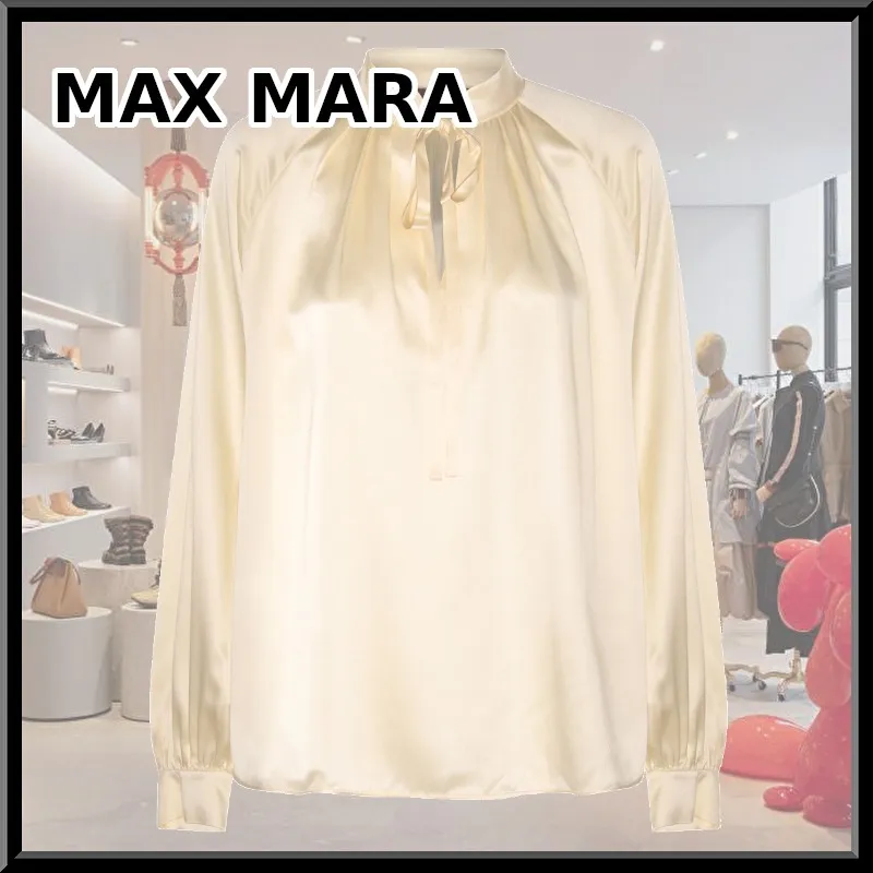 MaxMara  |Casual Style Silk Street Style Long Sleeves Plain