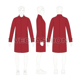 Mens Classic Raincoat Vector Template