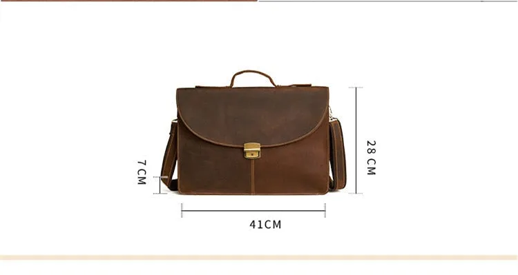 Men's Genuine Leather Laptop Briefcase Business Travel Handbag