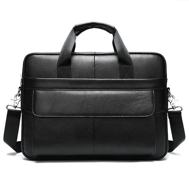 Men's Genuine Leather Soft Handle Travel Briefcase Laptop Bags