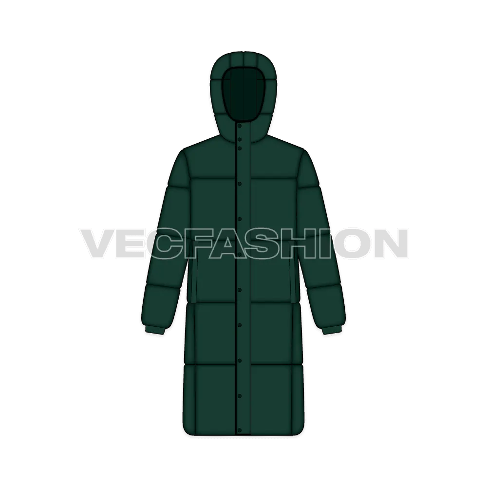 Mens Long Length Puffer Coat