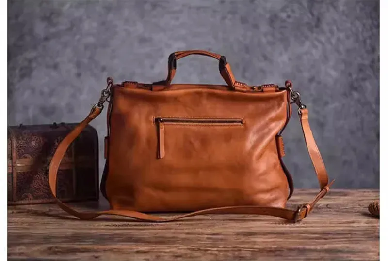 Men's Vintage Luxury Genuine Leather Waterproof Laptop Handbag