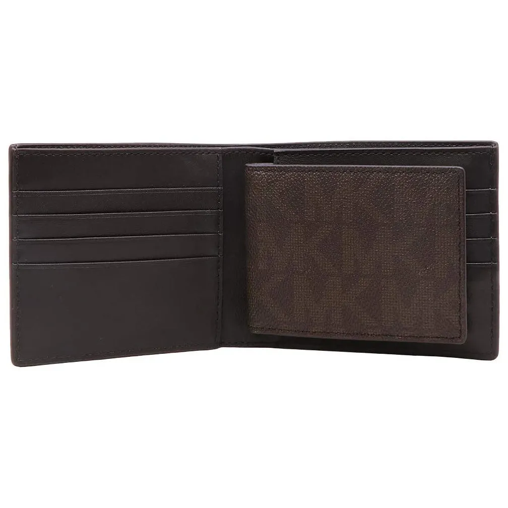 Michael Kors Jet Set Brown Men's Billfold W/Passcase Wallet (36H7LMNF6B)