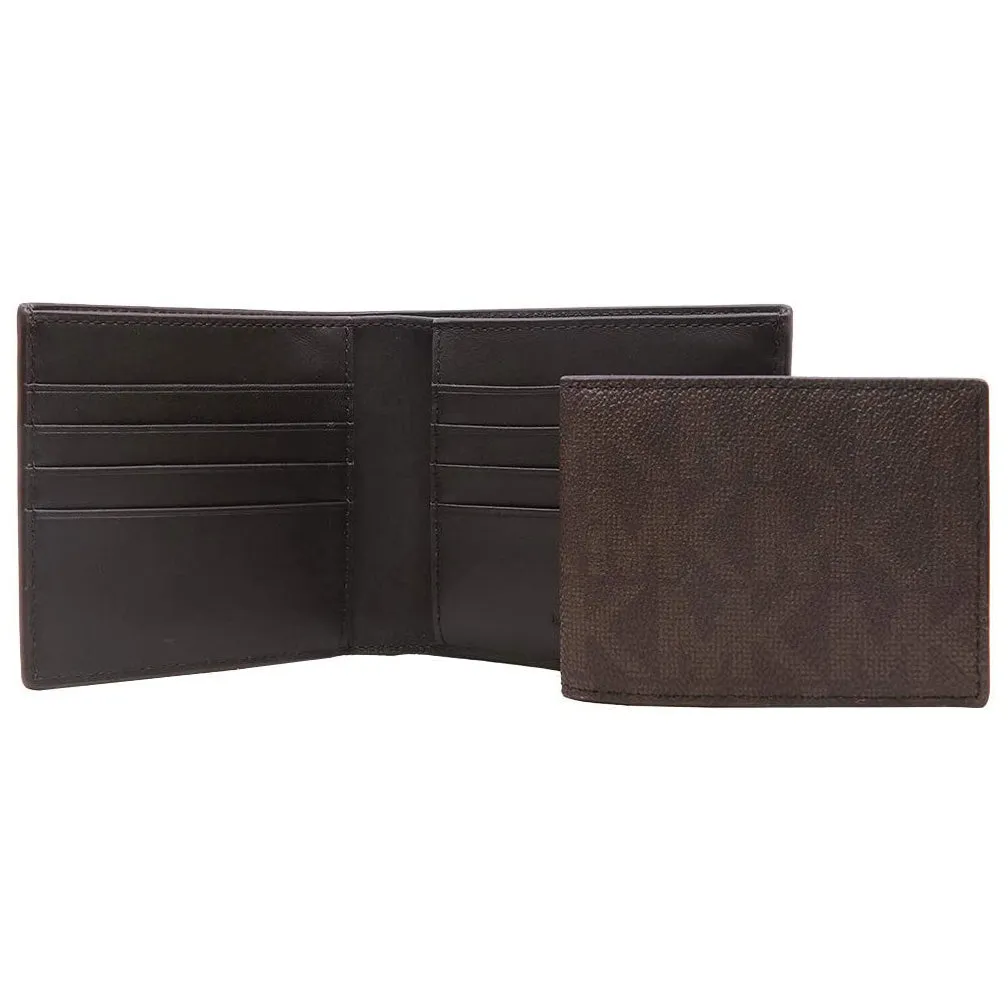 Michael Kors Jet Set Brown Men's Billfold W/Passcase Wallet (36H7LMNF6B)