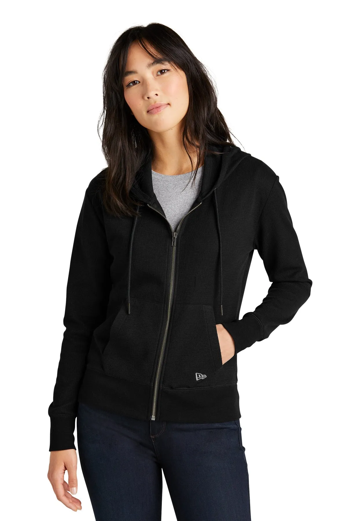 New Era Ladies Thermal Custom Zip Hoodies, Black