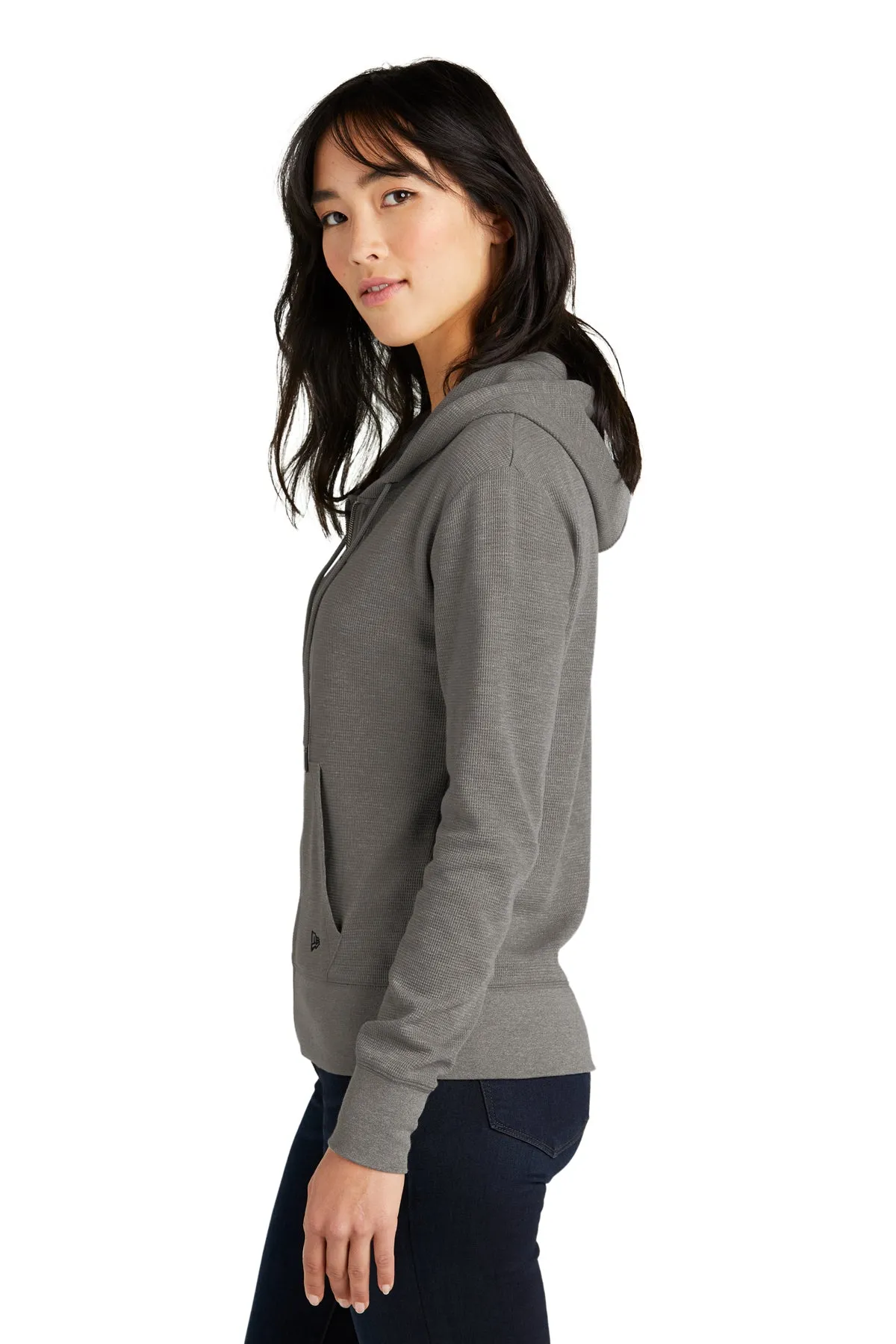 New Era Ladies Thermal Custom Zip Hoodies, Shadow Grey Heather