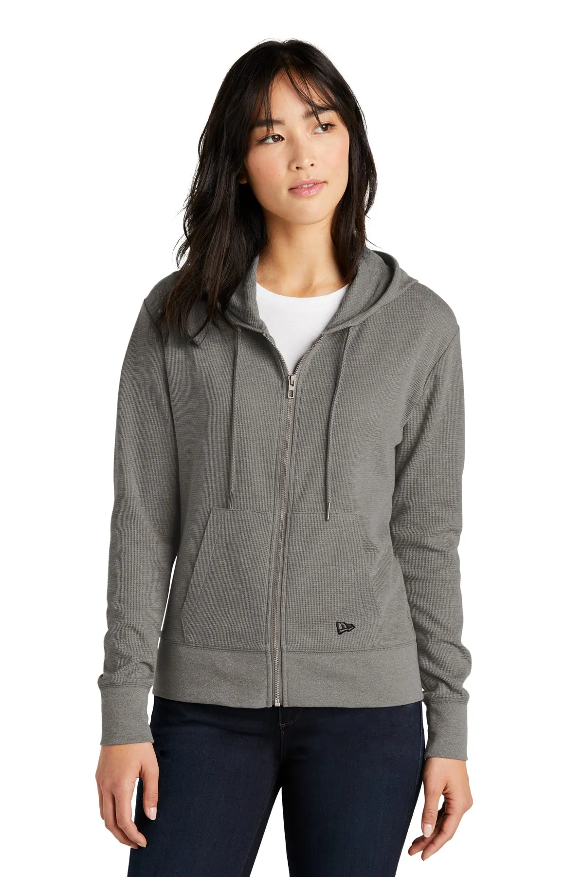 New Era Ladies Thermal Custom Zip Hoodies, Shadow Grey Heather