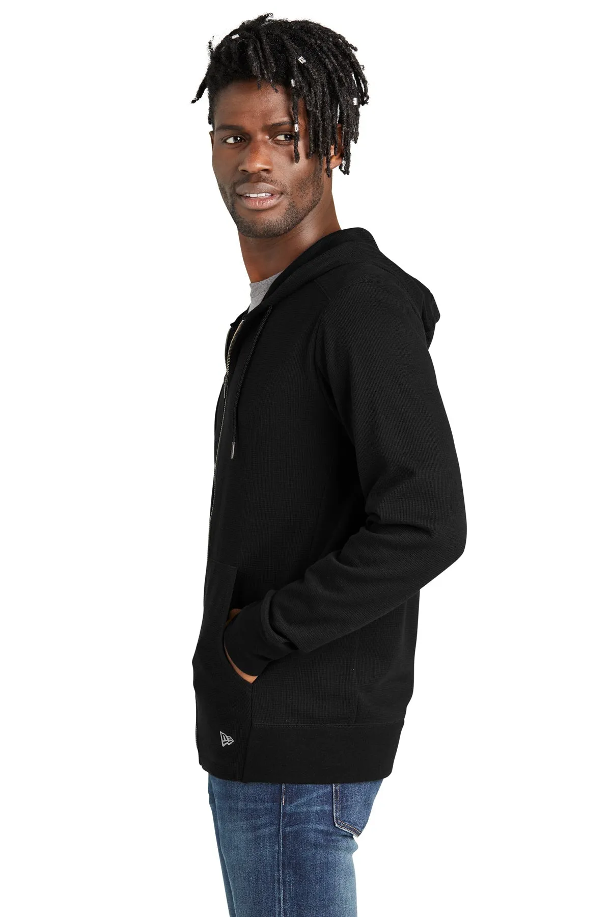 New Era Thermal Custom Zip Hoodies, Black