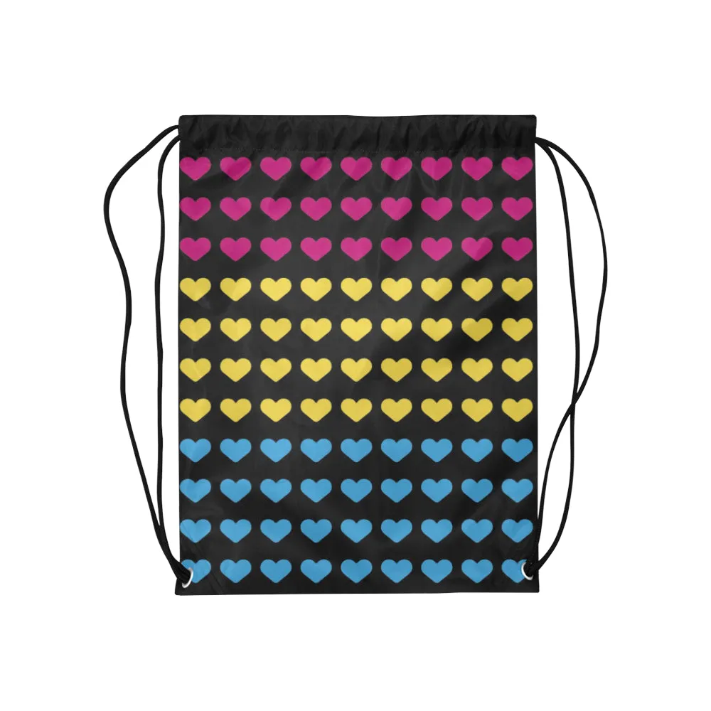 Pansexual Pride Hearts Drawstring Bag