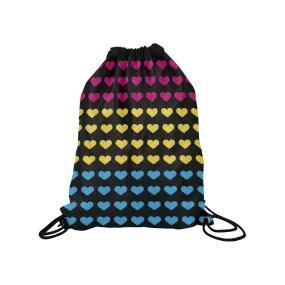 Pansexual Pride Hearts Drawstring Bag