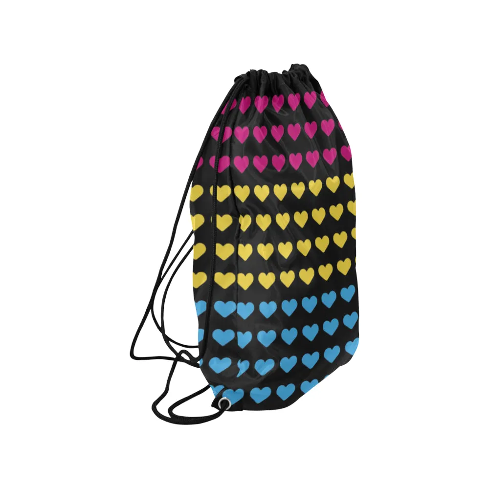 Pansexual Pride Hearts Drawstring Bag