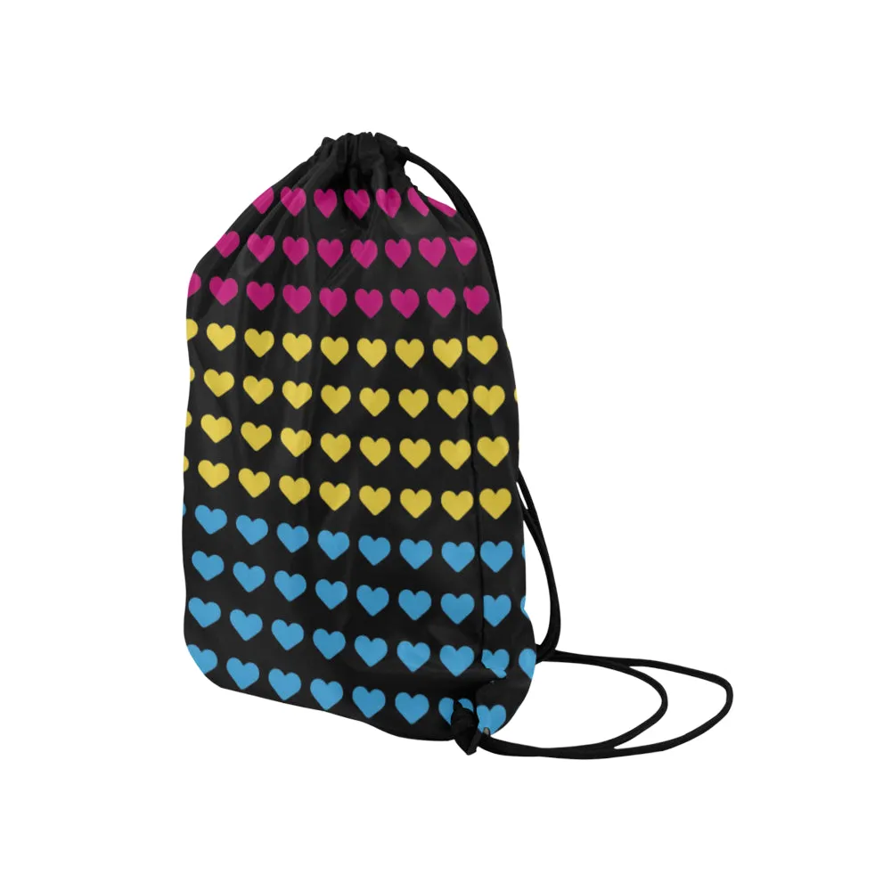 Pansexual Pride Hearts Drawstring Bag