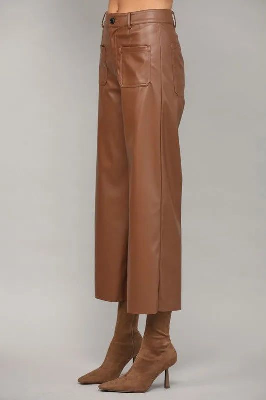 Patch Pocket Vegan Leather Pants