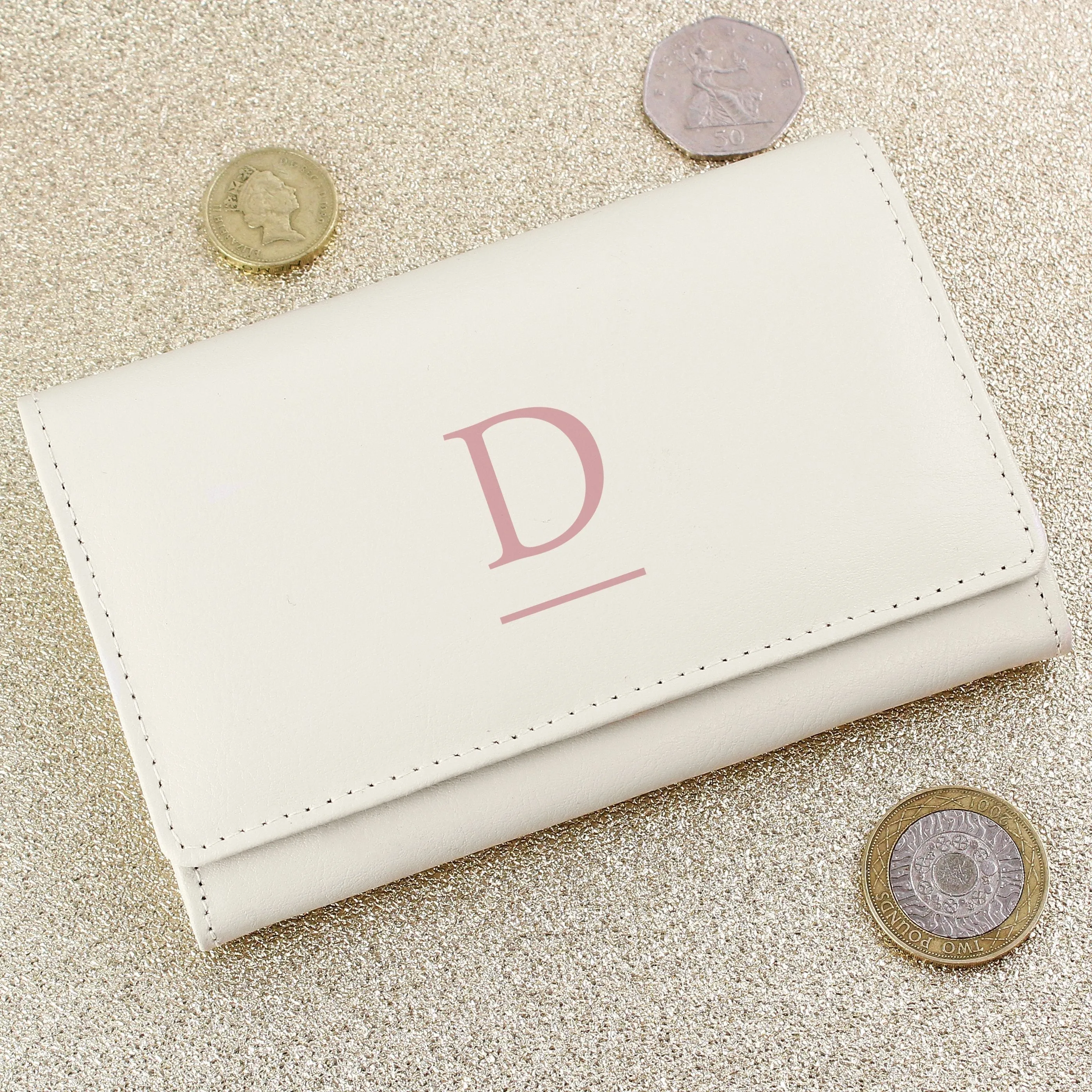 Personalised Initial Cream Leather Purse