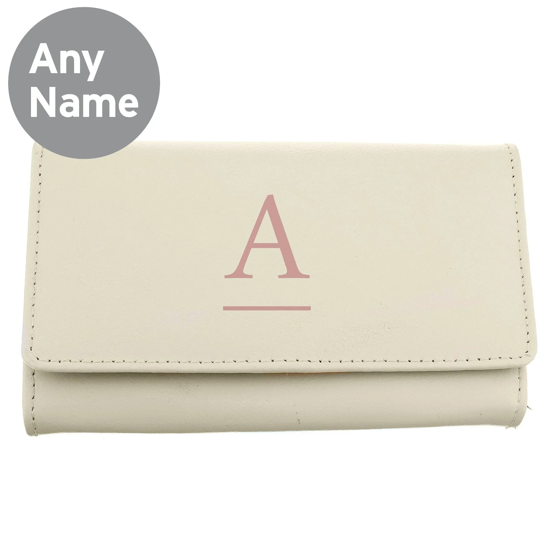 Personalised Initial Cream Leather Purse