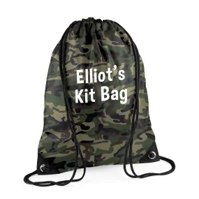 Personalised Kids Camo Drawstring Bag