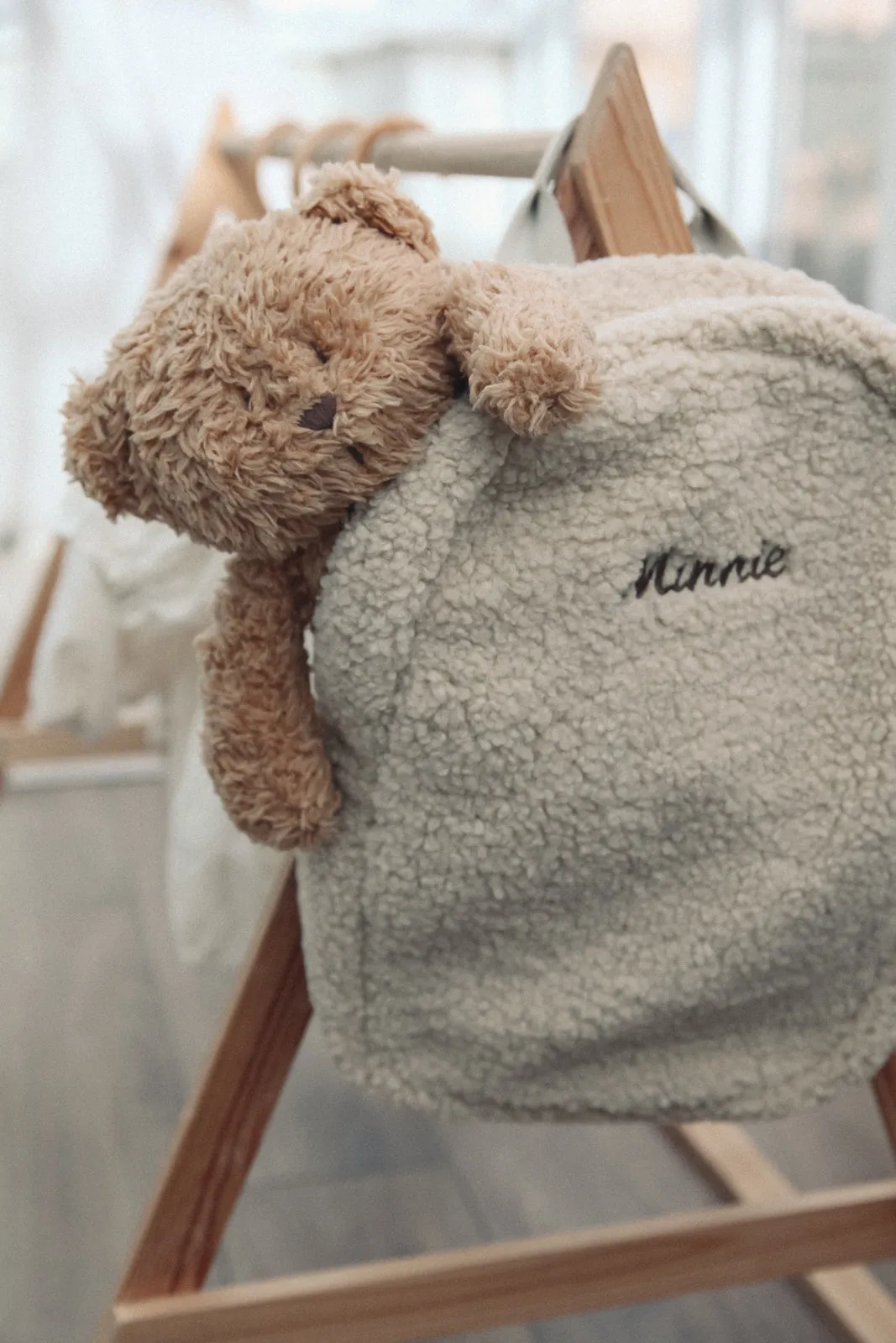 Personalised Natural Boucle Teddy Backpack