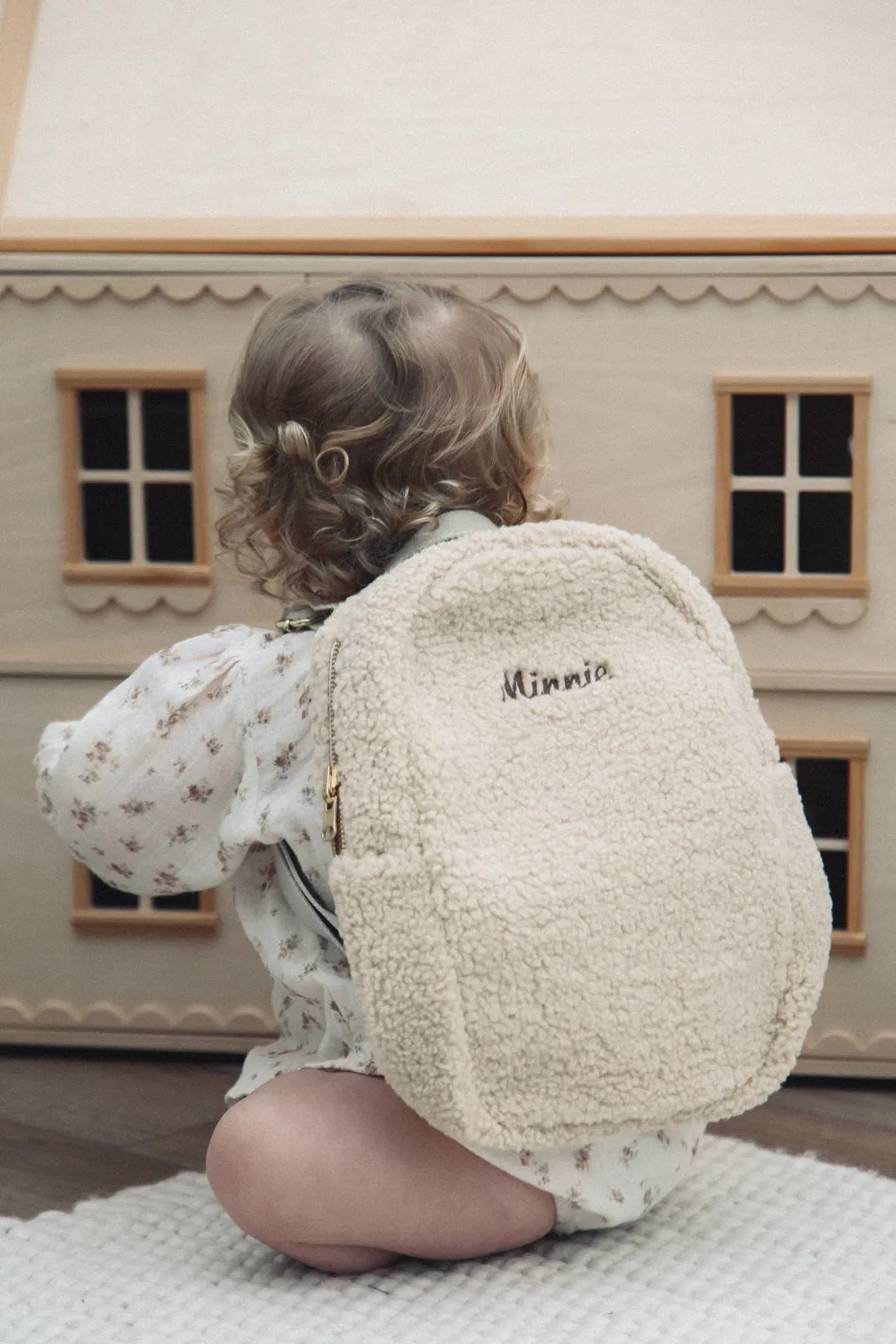 Personalised Natural Boucle Teddy Backpack