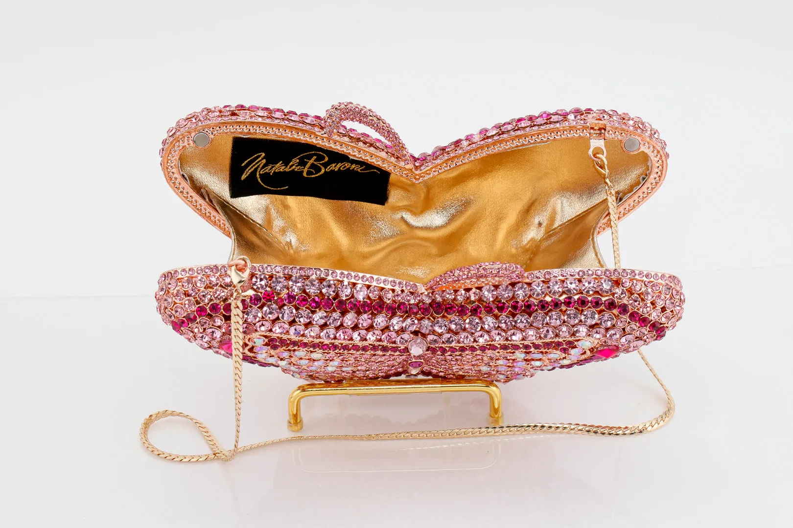 Pink Jeweled Papillon Evening Bag