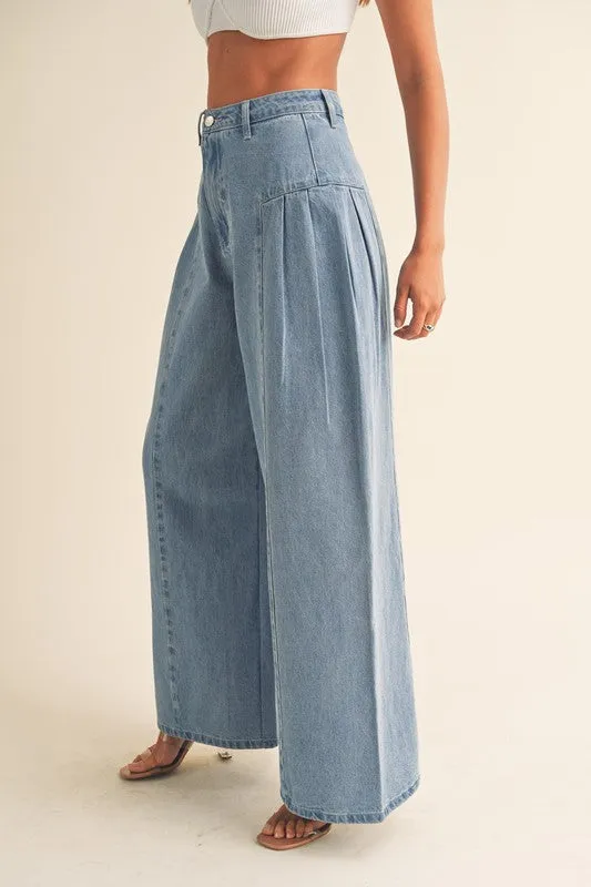 Pleated Flare Wide Leg Pants