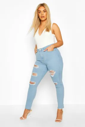 Plus Distressed Skinny Jeans