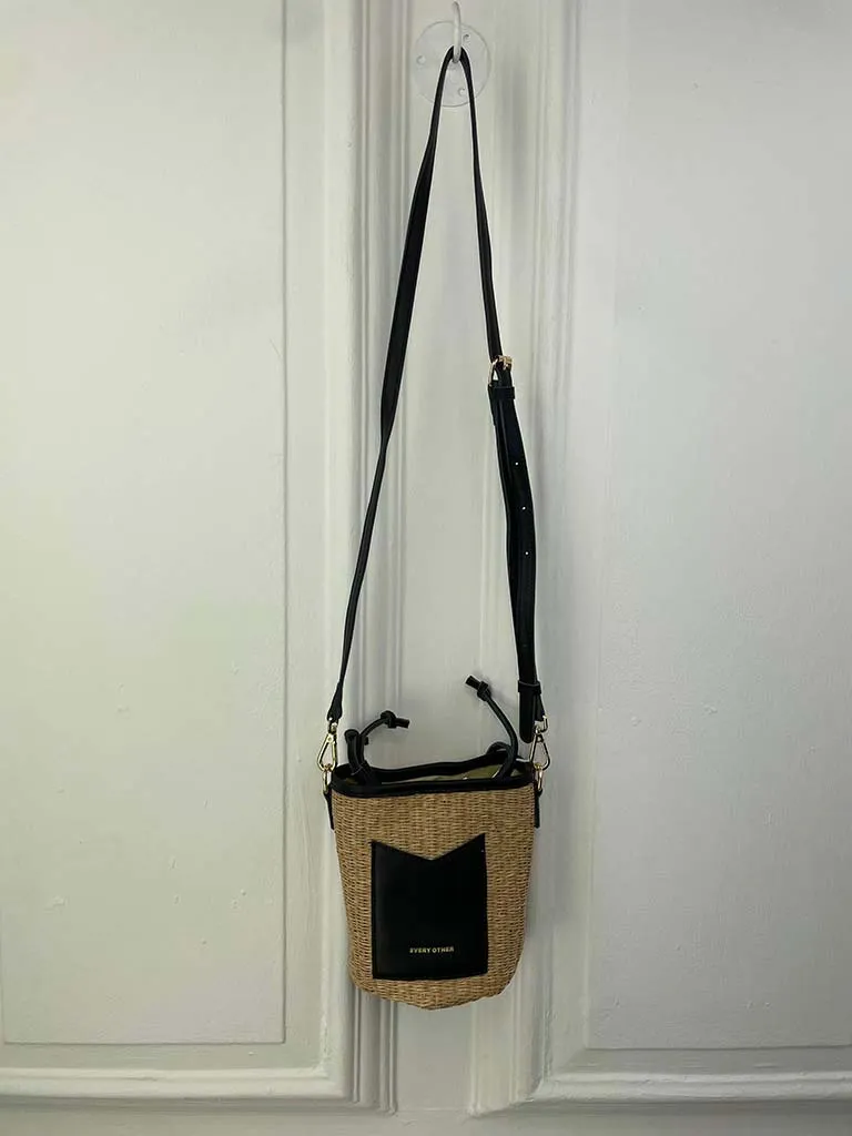 Rattan Drawstring Bag - Black