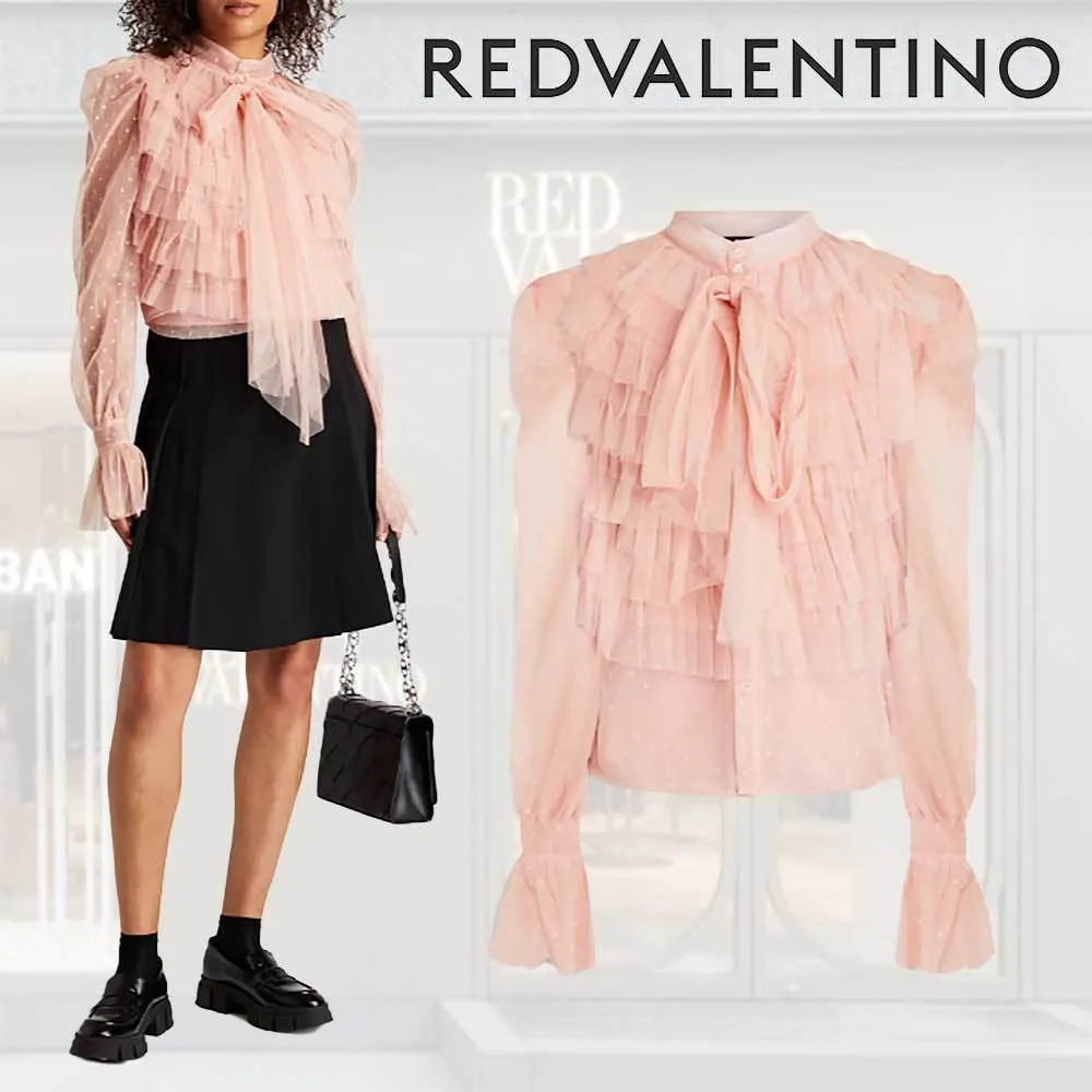 RED VALENTINO  |Dots Casual Style Long Sleeves Party Style Elegant Style